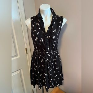 Divided by H&M black and white bird collared dress